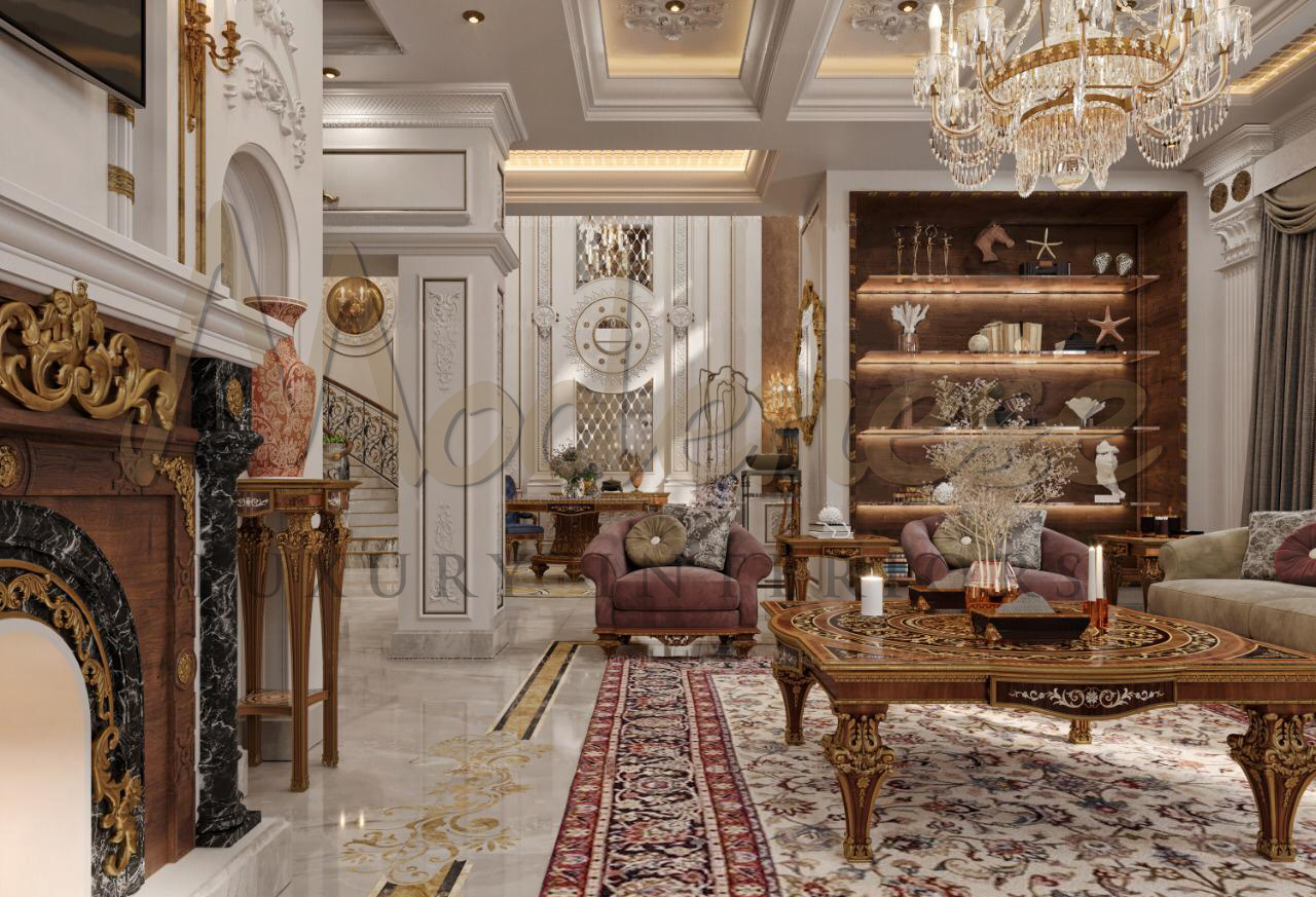Sophisticated Italian design for classic hall. High-end quality Italian furniture.Turnkey interior design project. Best interior design company in Kuwait