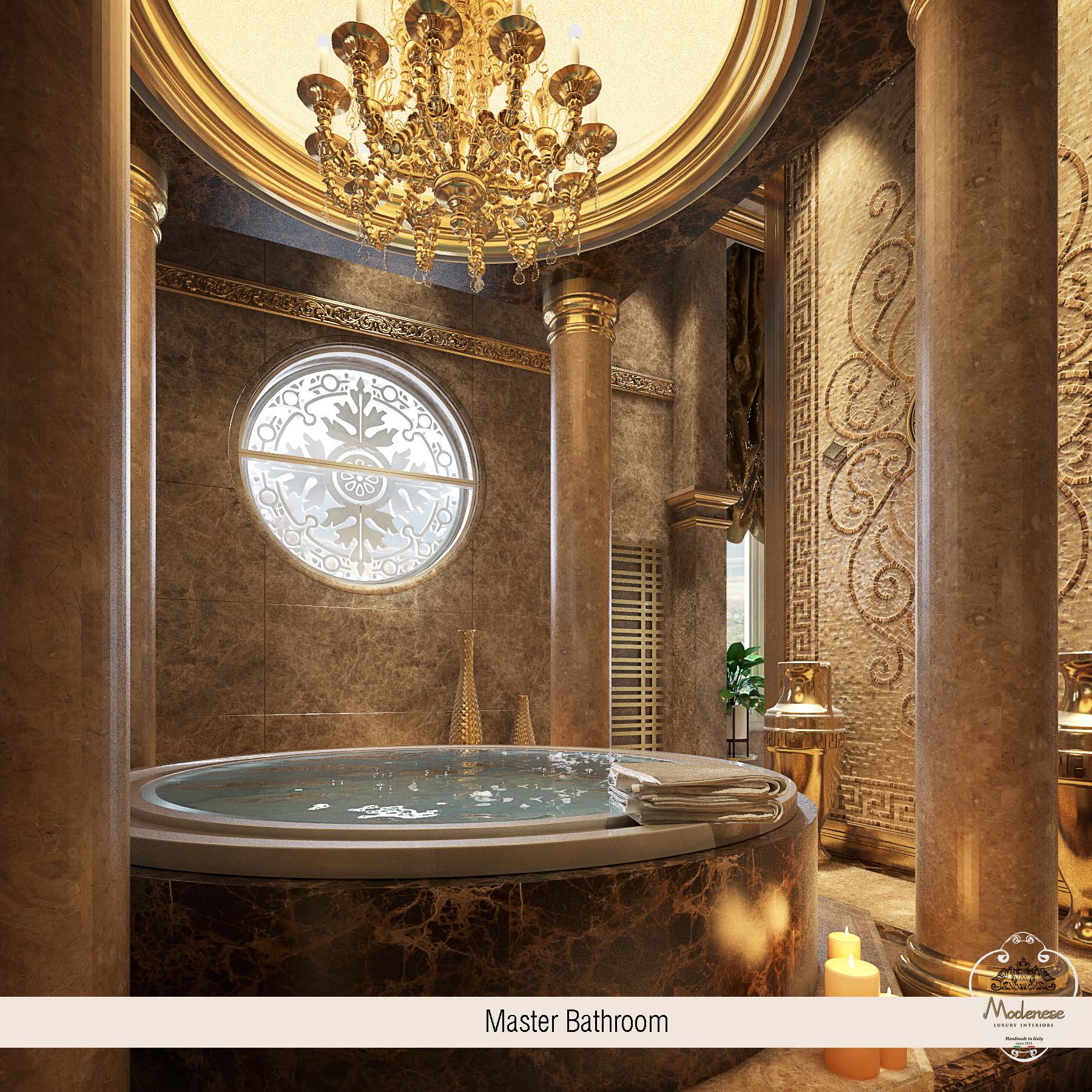 Customized furniture project, elegant handcrafted furniture. Classical master bathroom design, Italian unique and exclusive design. Exclusive furniture manufacturing in Italy
