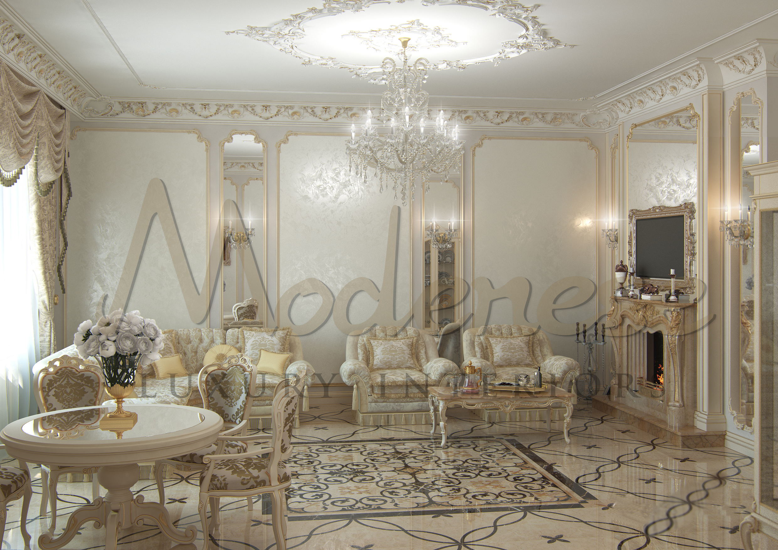 Italian handmade interiors. Bespoke interior design project and artisanal furniture production.Luxury Living Room Furniture