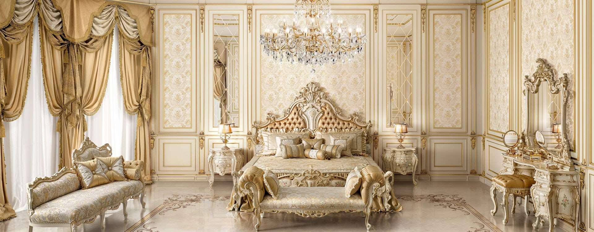 Ivory bedroom classical elegant style luxury home fit out