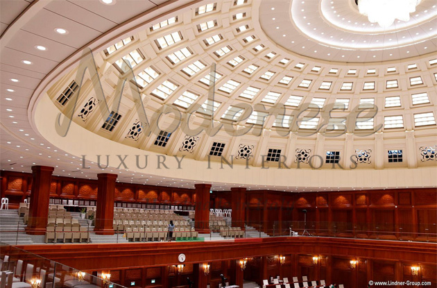 Classic walnut Modenese interior design for national assembly meeting room