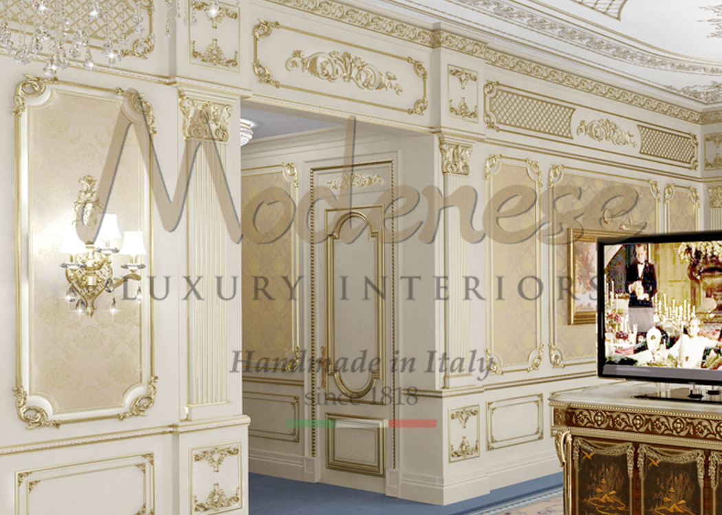 Modenese cream and gold wall decoration for interior design projects