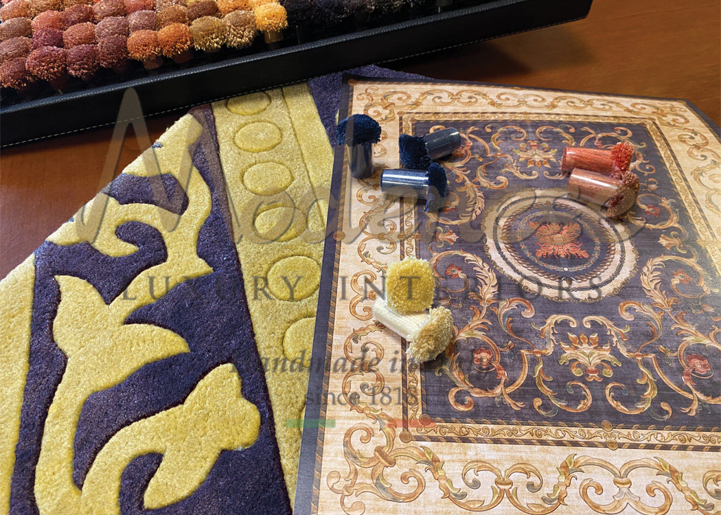 Fabric samples for Modenese handmade carpets and interior design projects