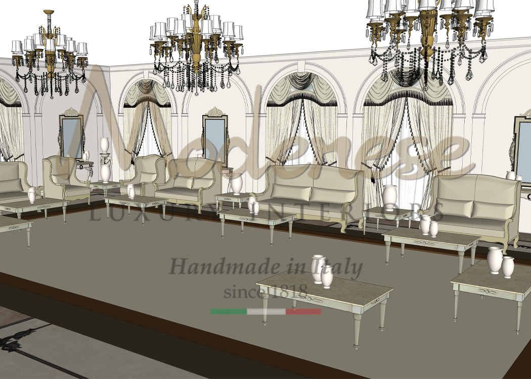 Modenese 3D drawings with selected furniture for interior design projects