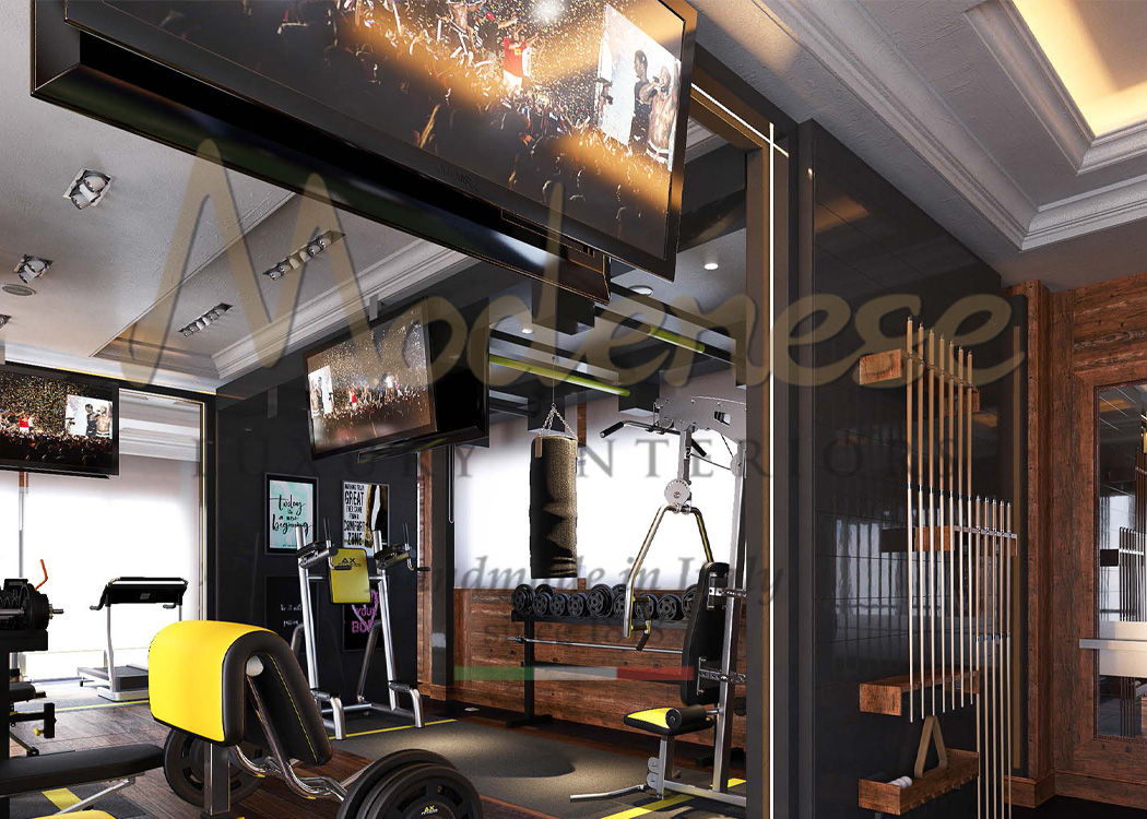 Contemporary gym interior design project by Modenese Luxury Interiors