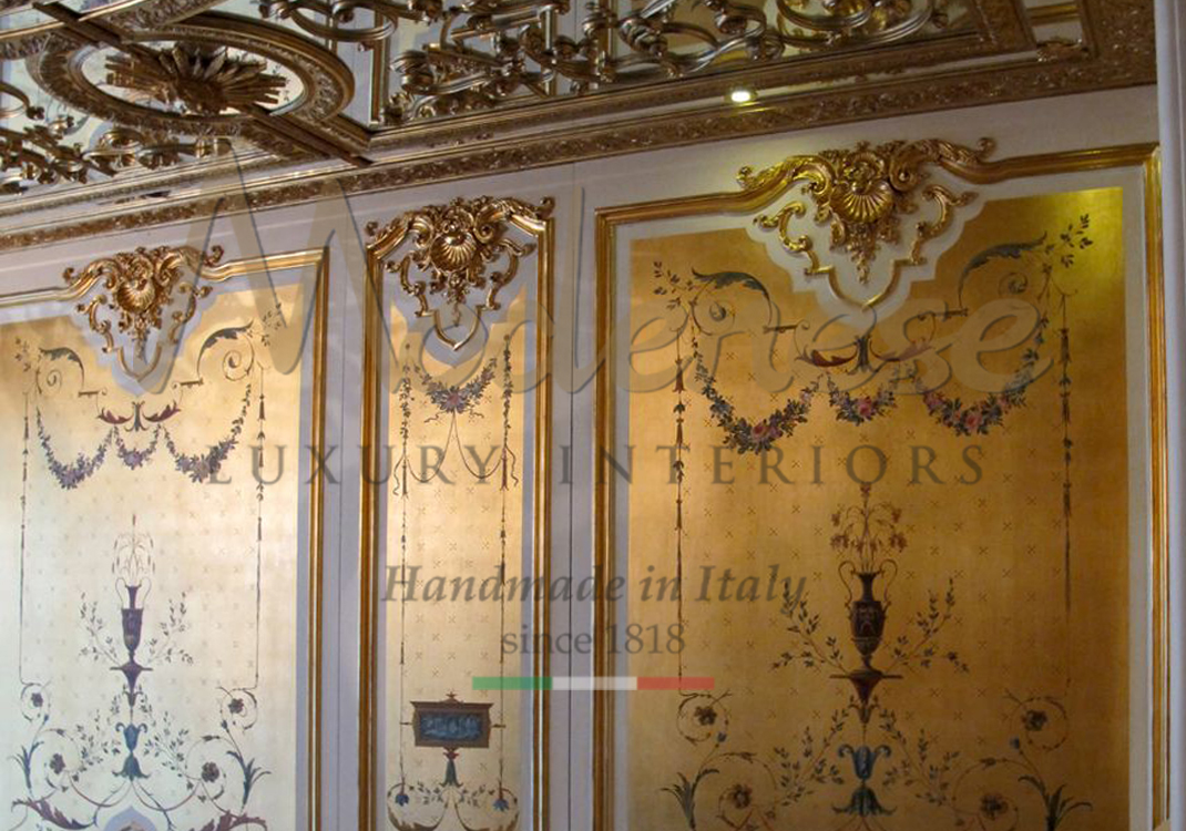 Gold leaf wall painting Modenese with hand made design details and decors