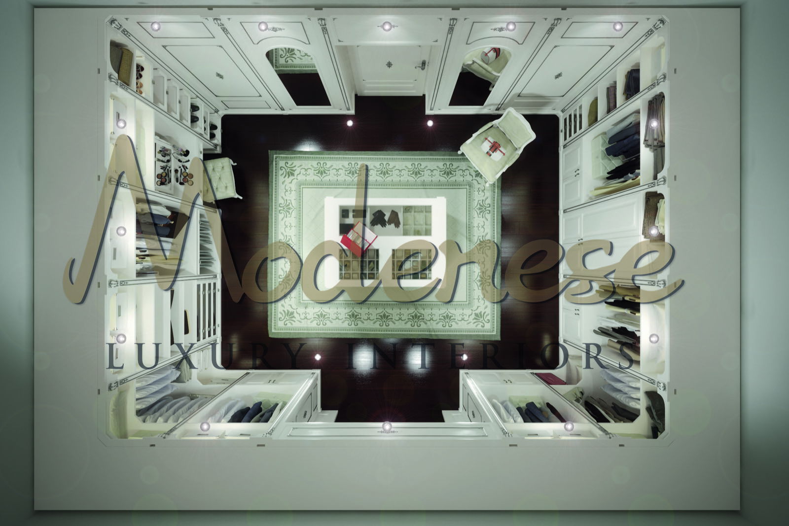 定制项目手工制作意大利实木家具经典设计奢华步入式衣帽间木饰亮色雕刻金银叶梦想室内别墅住宅宫殿