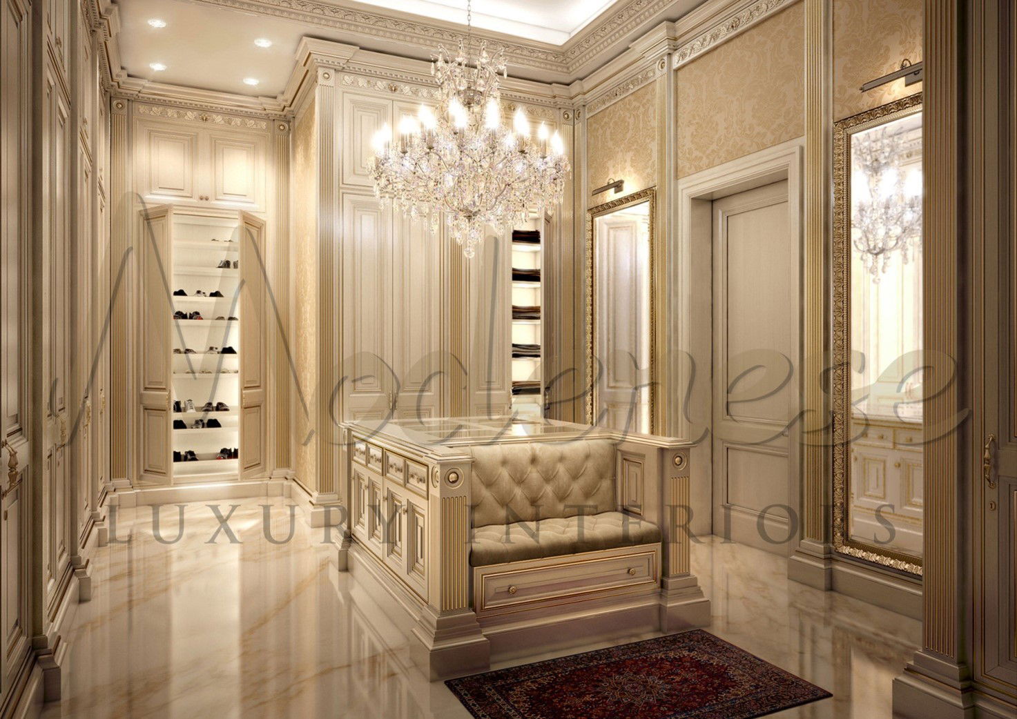 تصميم داخلي لغرفة ملابس فاخرة من Modenese Luxury Interiors