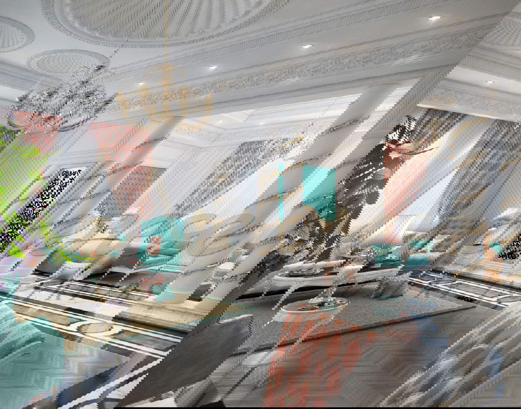 CONCEPTION D'INTÉRIEUR DE MAISON AVEC DES ACCENTS VIVANTS À LA MECQUE, ARABIE SAOUDITE