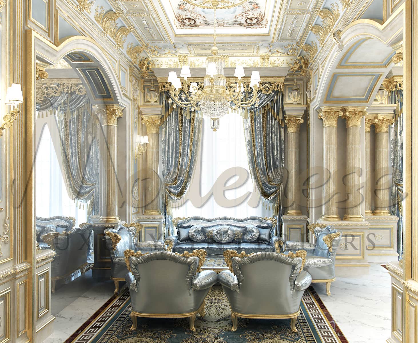 沙特阿拉伯利雅得别墅的豪华休息室设计