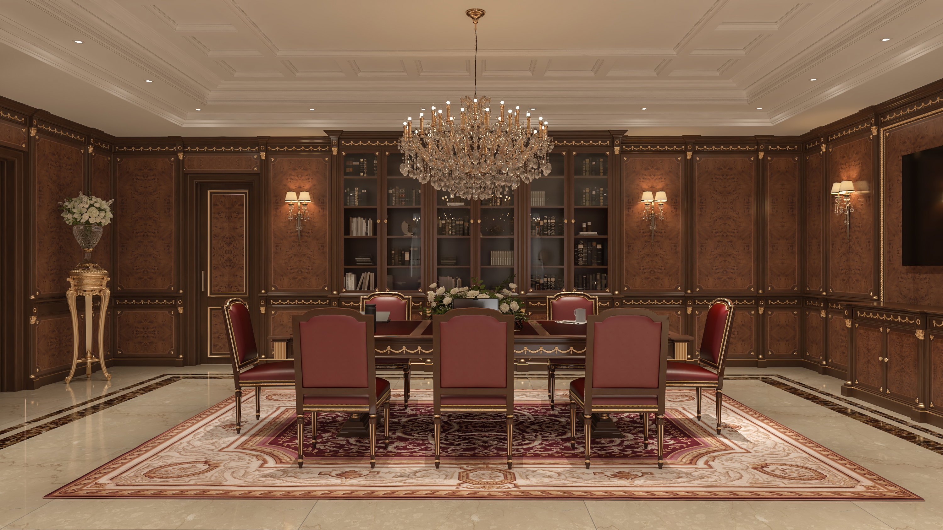 Turnkey luxury office interior design with custom millwork and architectural detailing in River Oaks, Houston