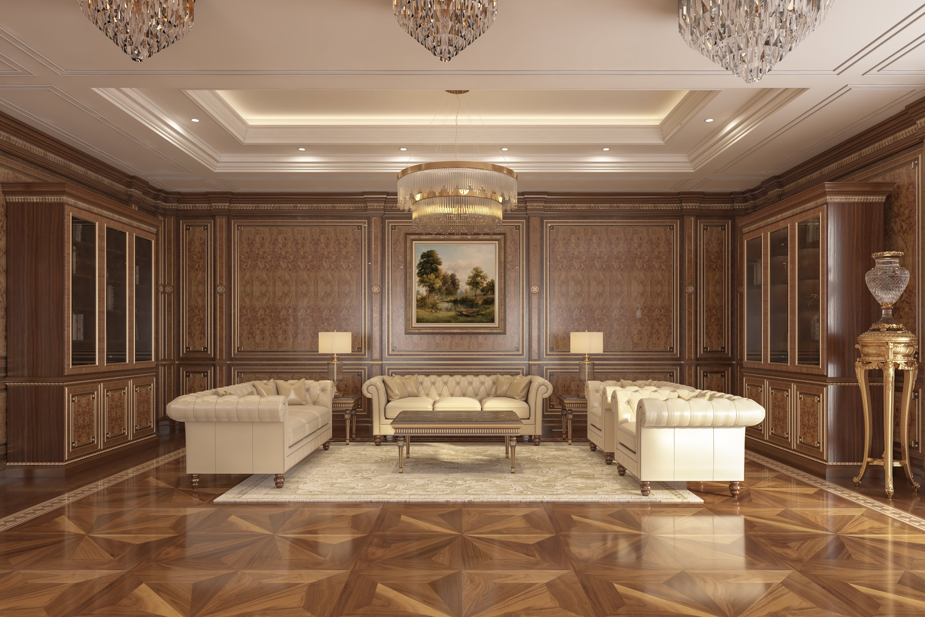Executive office, boardroom and reception lounge layout in Old Westbury, New York by Modenese Interior Design