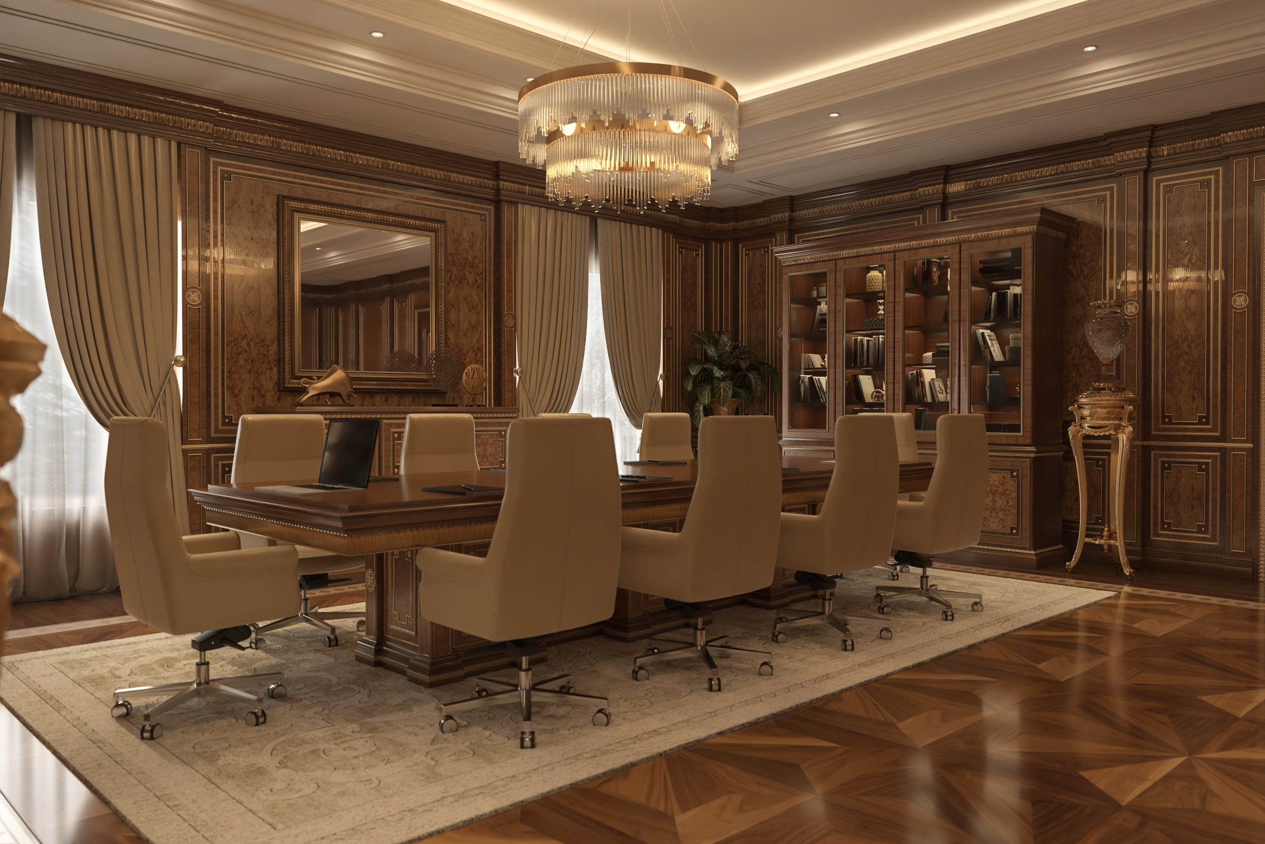Bespoke executive furniture and turnkey office design in Old Westbury, New York by Modenese Interior Design