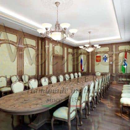 best elegant classic meeting room, presidential meeting room, luxury palace meeting , executive meeting office project furnishing majestic executive conference table meeting made in Italy solid wood interiors premium quality office furniture handmade carved upholstered chairs high-end presidential custom-made handcrafted private and public exclusive office projects presidential royal palaces offices interiors