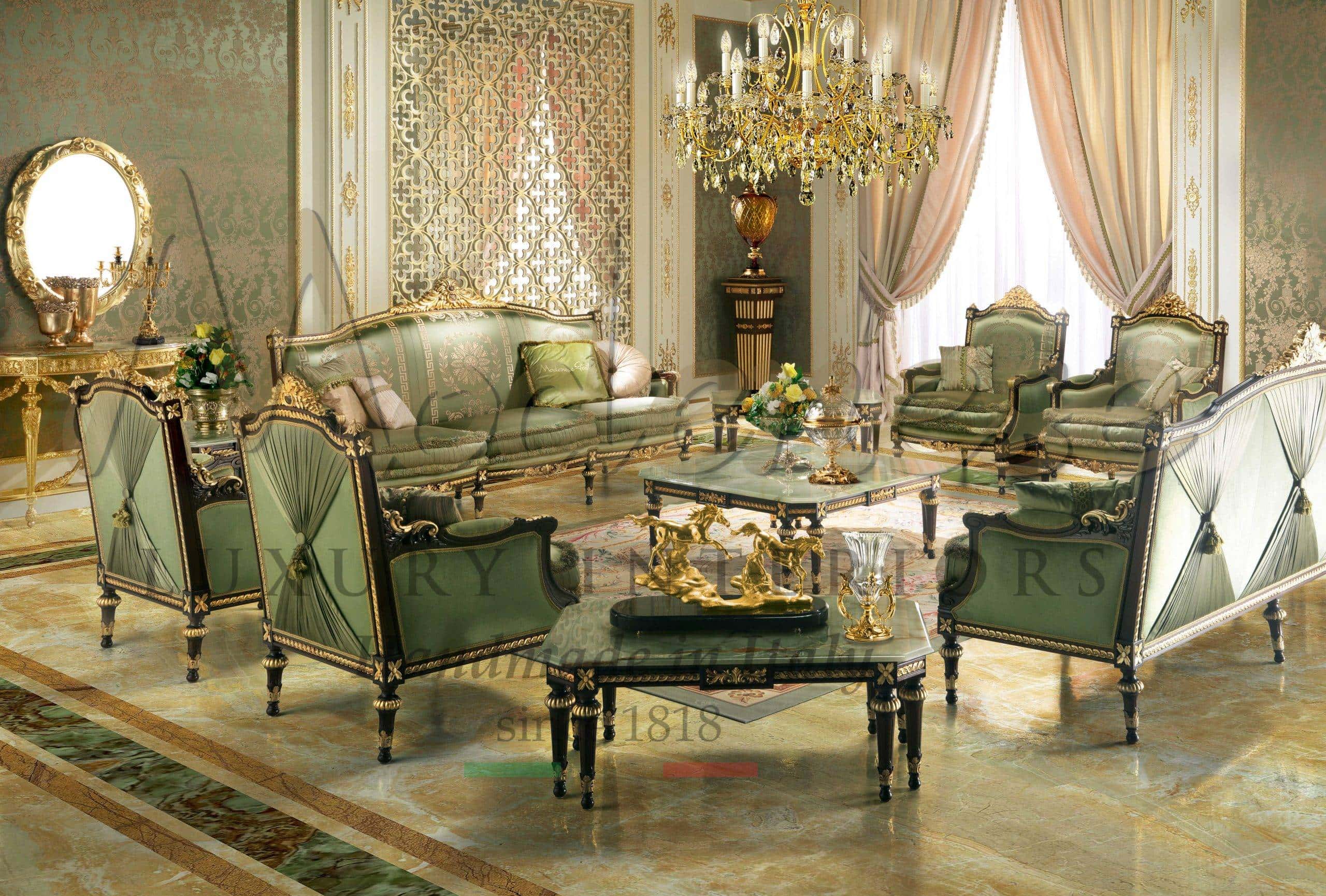 1 Classic Luxury Empire Sitting Room Elegant Golden Leaf Details Solid Wood Italian Handmade Furniture Scaled 