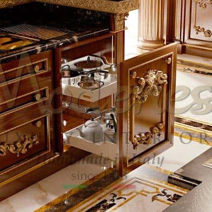 špičková kvalita vyrobená v Itálii dřevěná královská kuchyně ořech na míru rozměry jedinečný styl exkluzivní vila kuchyně nejlepší kolekce nábytk nejlepší barokní interiéry domácí nábytek elegantní nábytek nápady