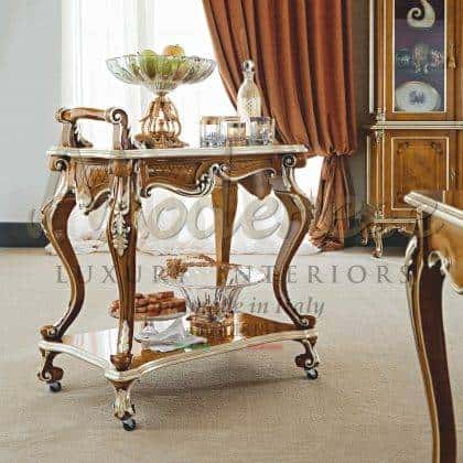 traditional venetian style tea cart furniture handcrafted luxury italian solid wood furniture best quality materials customized home dècor furnishing elegant dining room classical furniture ideas royal palaces