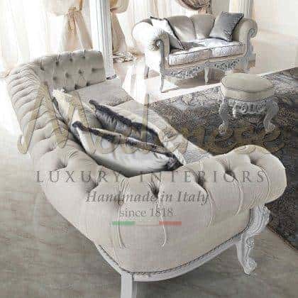 Classical 3 Seater Italian Sofa Handcrafted Luxury Fabrics Solid Wood by Modenese Luxury Interiors
