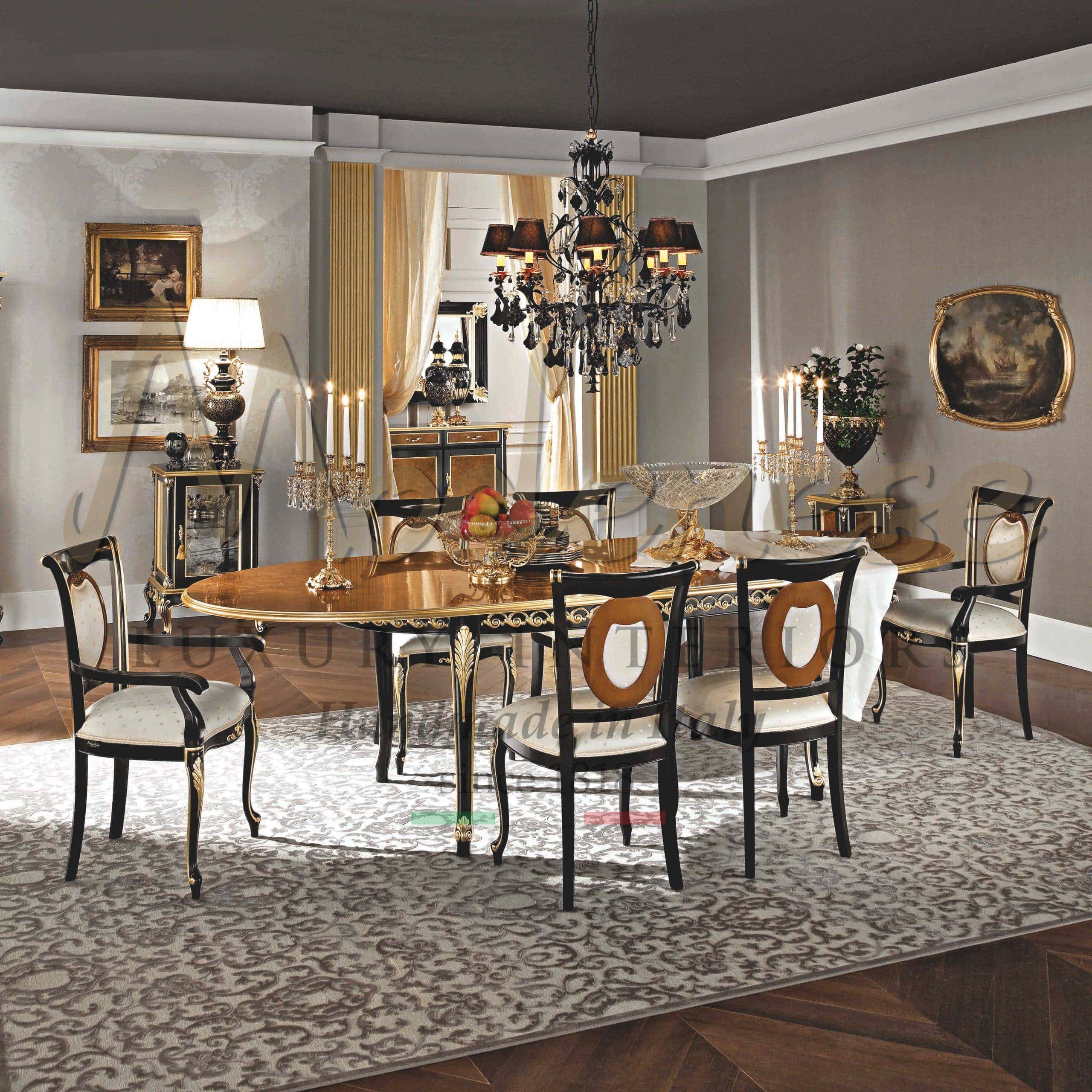 Classic Italian Luxury Dining Room Furniture Traditional Luxury Home Decor Furnishings Custom Made Top Quality Furniture Modenese