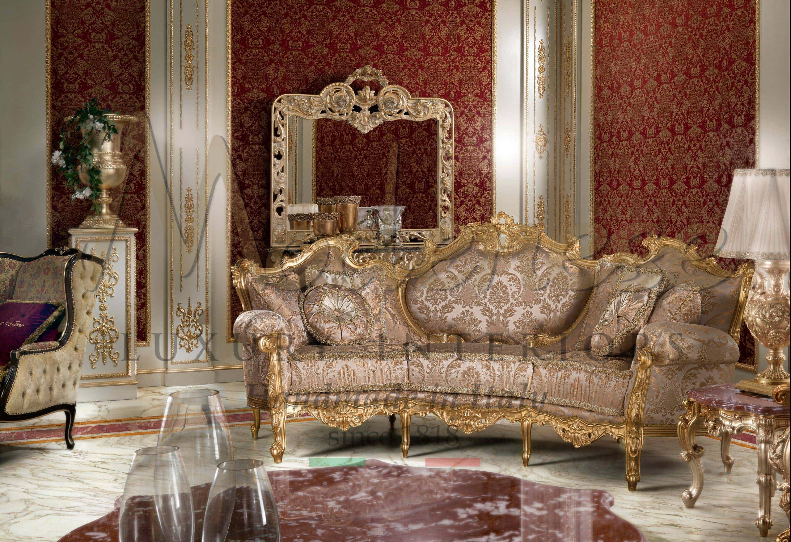 baroque classic luxury furniture selection interior design service consultance opulent golden leaf carved solid wood residential palace project villa decoration home decoration interior service customized furniture handcrafted
