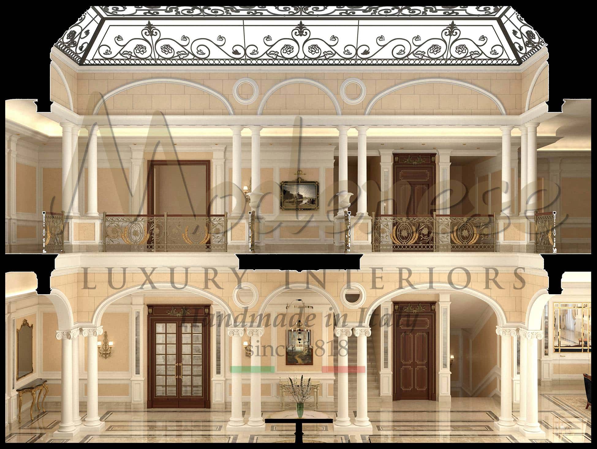 klasické luxusní dveře na míru italská kvalita interiérový design projekt rezidenční služby vysoce kvalitní styl fra couzský vkus elegantní rafinované vily interiérové vybavení prác