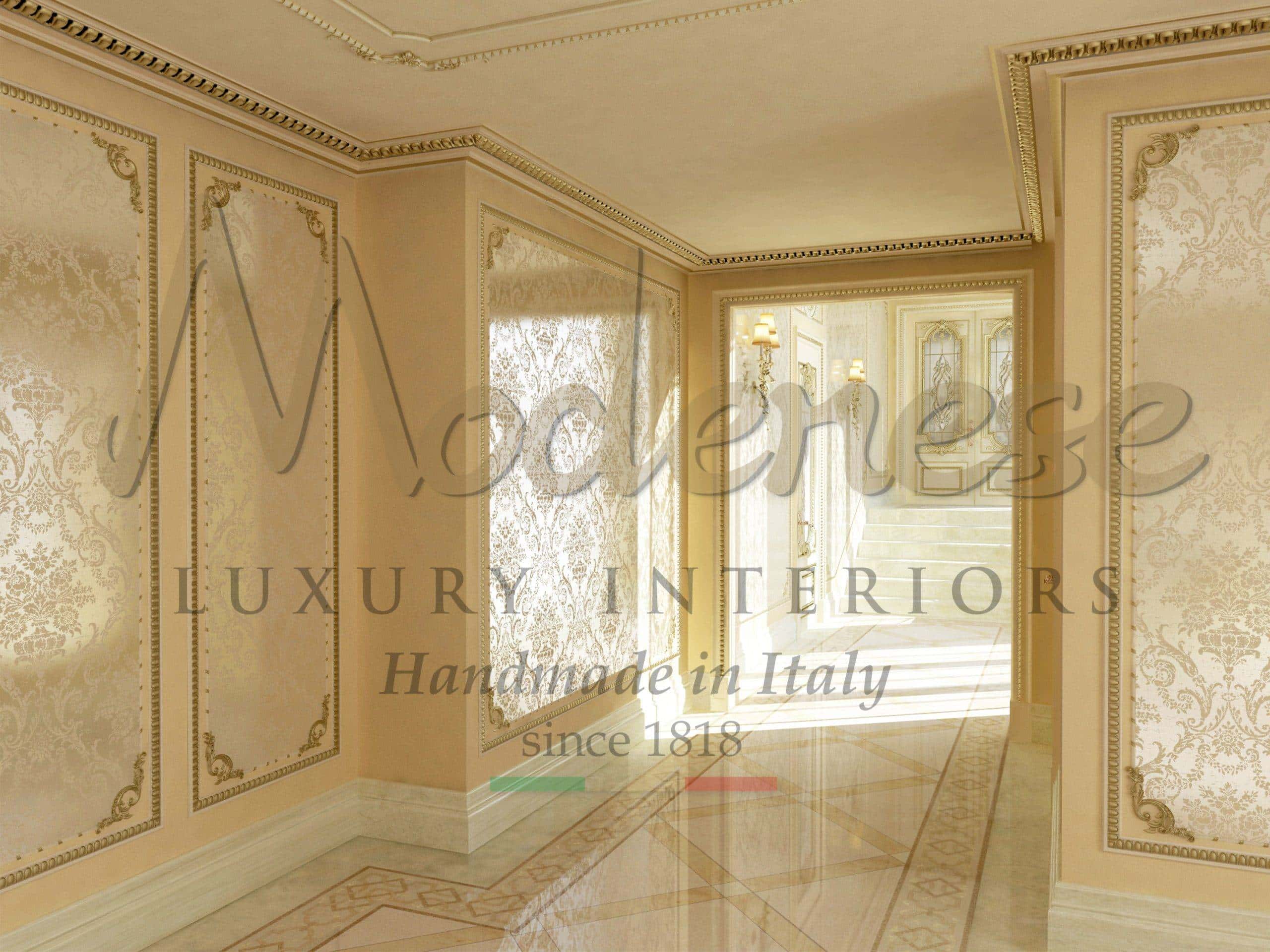classic luxury made in Italy custom-made fabric walls decoration for royal bespoke residential villa projects exclusive interior design