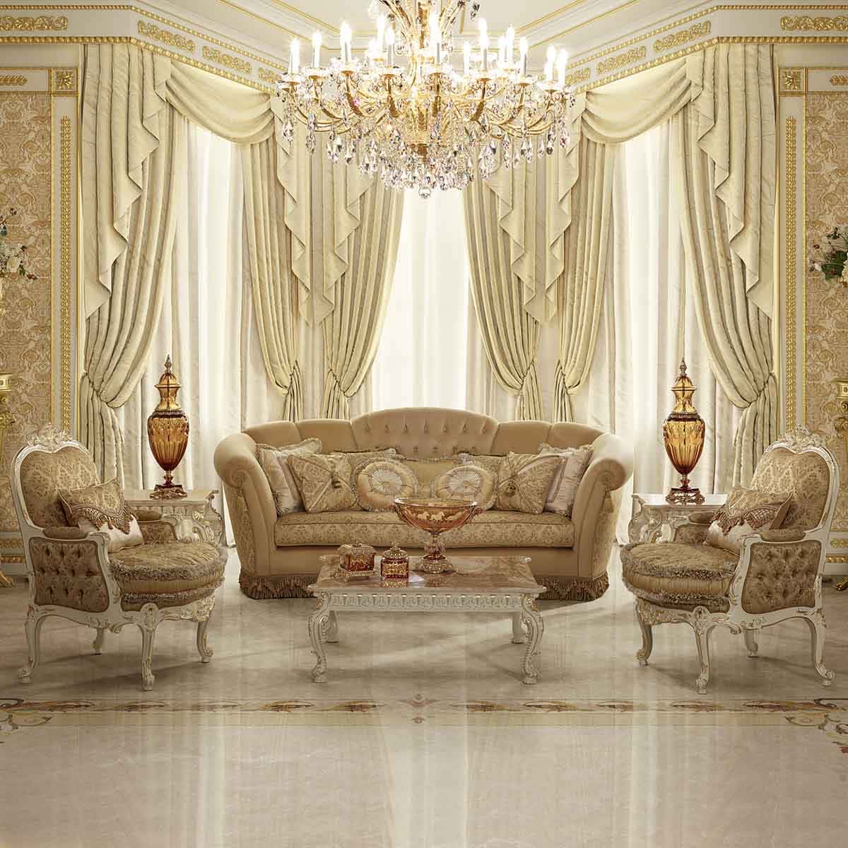 Living Room Luxury Italian Classic, Traditional Sofa Set Design