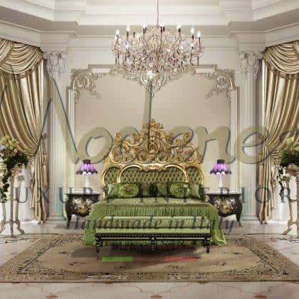 Королевская спальня в классическом элегантном стиле роскошный итальянский дизайн интерьеров мебель из массива дерева элитная спальня уникальный роскошный интерьер