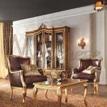 专属优雅手工雕刻 华丽的金色细节定制 咖啡桌 顶级黄金木制家具细节 豪华的意大利手工生产家具 高端质量威尼斯巴洛克风格设计