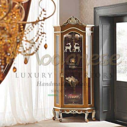 majestic luxury furniture craftsmanship beautiful made in Italy brown inlaid furniture with luxury golden leaf finish traditional classic style custom made in Italy exclusive design opulent classy dècor details handcrafted interiors artisanal manufacturing