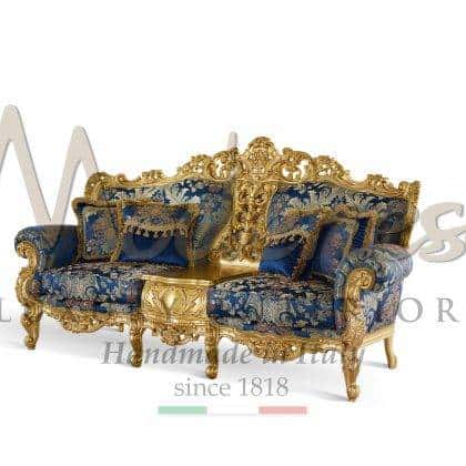 Baroque Solid Wood Luxury 2 Seater Sofa with Central Storage by Modenese Luxury Interiors