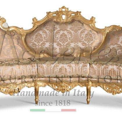 Baroque Venetian Style 3 Seater Golden Leaf Sofa Timeless made in Italy by Modenese Luxury Interiors