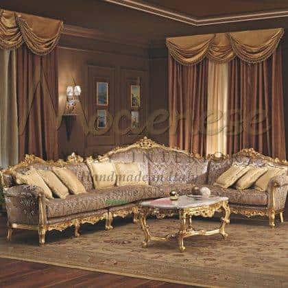 Высокое итальянское качество уникальный дизайн роскошного интерьера гостиной комнаты диваны кресла столики роскошная классическая мебель для зала от производителя высококачественной мебели золотая фольга сусальное золото и серебро 2-х местный роскошный диван
