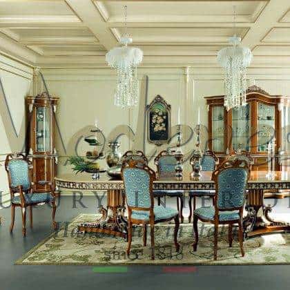 Эксклюзивные обеденные залы инкрустированные столы на заказ стулья итальянские дизайнерские ткани высокого качества и роскошная элитная мебель премиального класса от производителя в стиле барокко рококо венецианском стиле