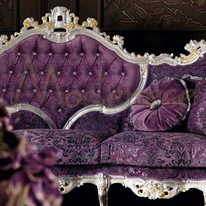 Classic Baroque 5 Seater Elegant Sofa Solid Wood Handcrafted by Modenese Luxury Interiors