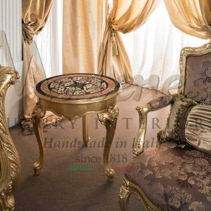baroque venetian best quality inlaid coffee table classic luxury furniture made in Italy solid wood artisanal production best furniture timeless design opulent venetian furniture collection elegant golden leaf finish precious italian fabrics inlaid refined coffee tables palace, villa home décor design