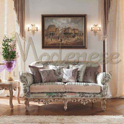 Classic Carved Refined 2 Seater Sofa made in Italy handcrafted by Modenese Luxury Interiors