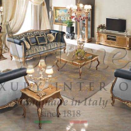 traditional timeless italian exclusive design bespoke classic furniture custom-made sofas armchairs in solid wood luxury rococo' living room furniture set handcrafted sofas elegant TV unit ideas sophisticated classic vitrines refined high-end quality furniture