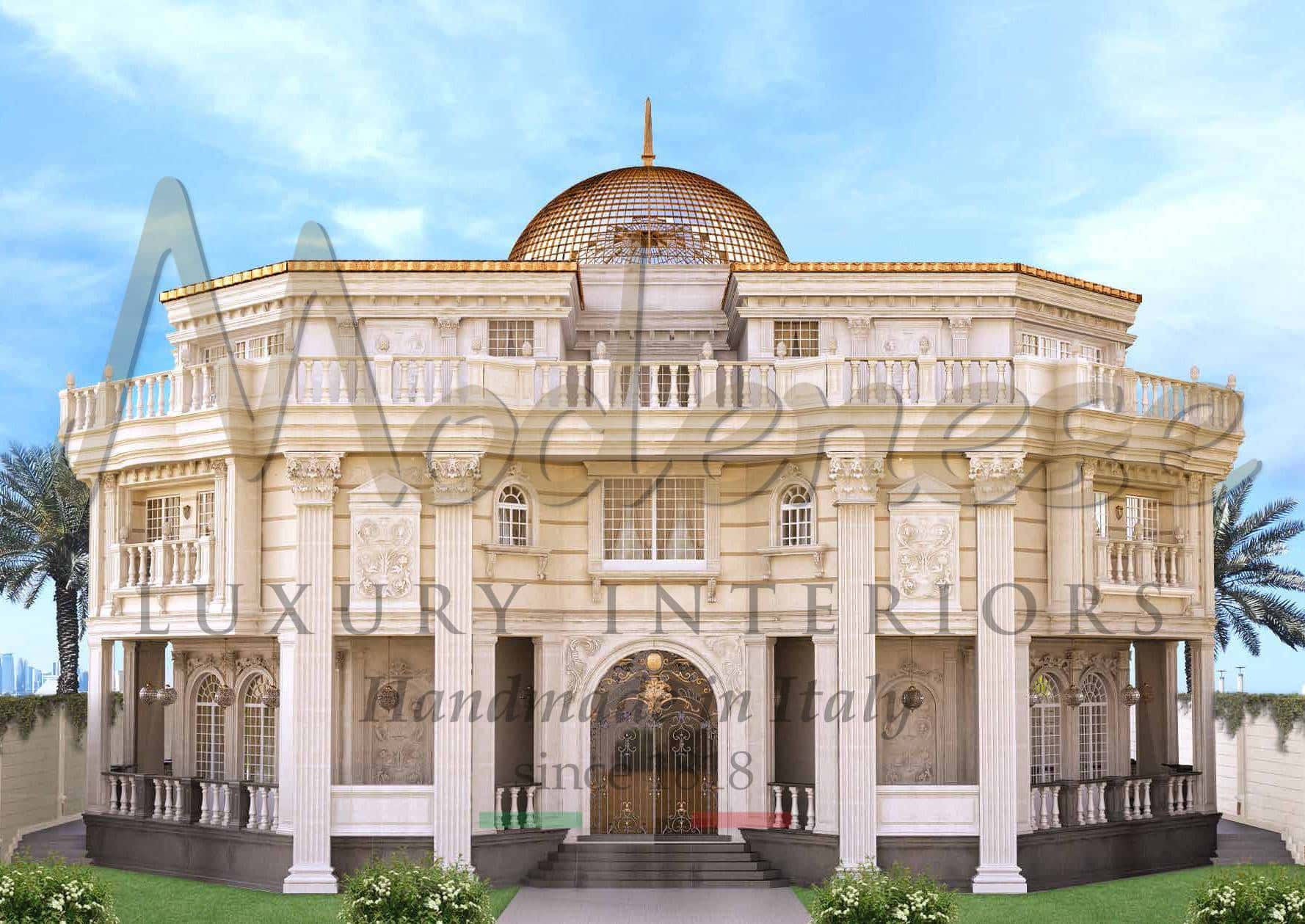 customized project realization mansion penthouse design luxury classic classy royal baroque victorian majestic handcrafted solid wood gold opulent fabric italian high-end best quality golden details accessories traditional baroque mansions and penthouse royal bespoke decorations and furniture