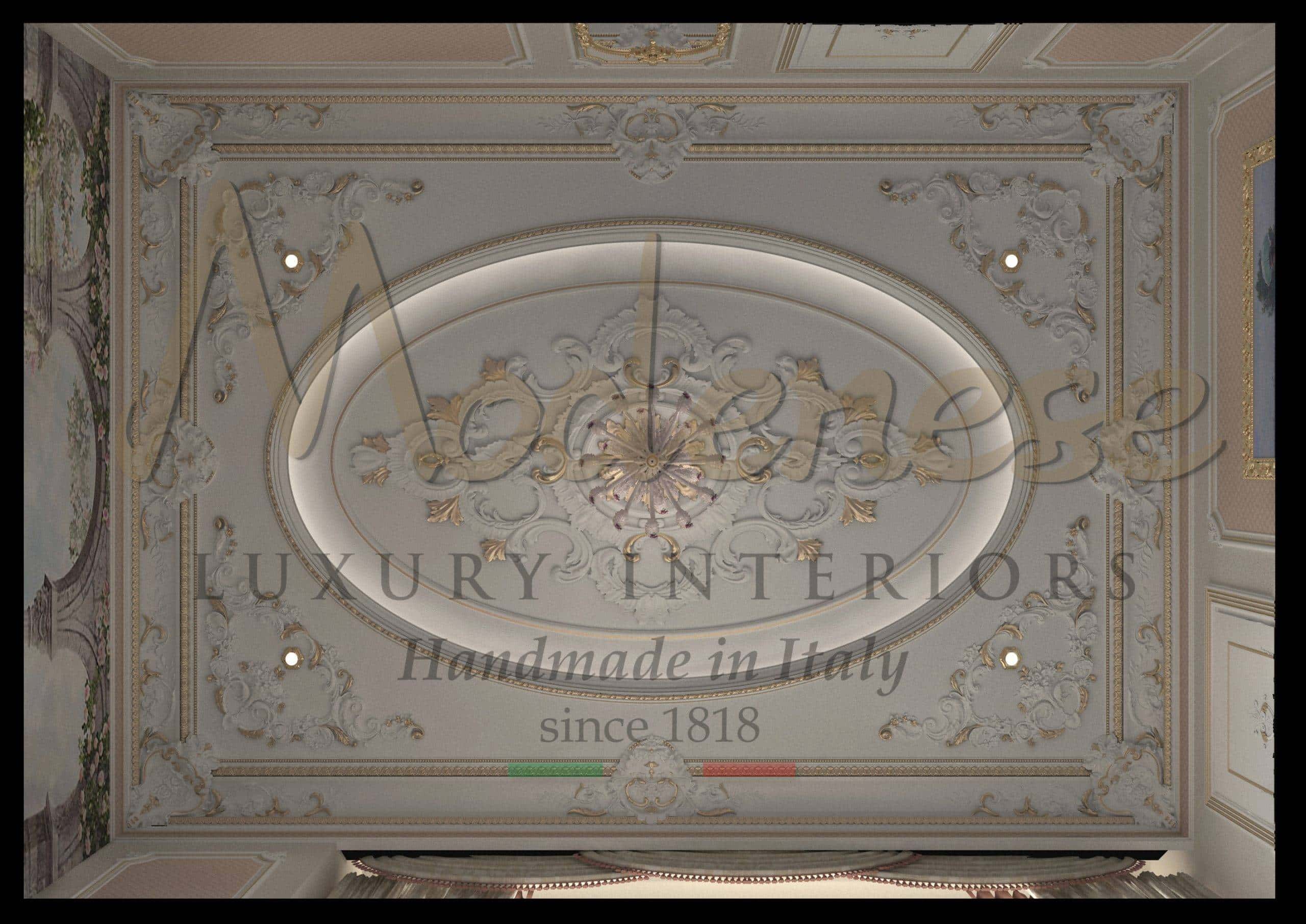 zlatý opulentní interiér designové služby poradce vybavení zlatý list italsk styl rezidenční projekt dekorace královský francouzský styl italská výrob