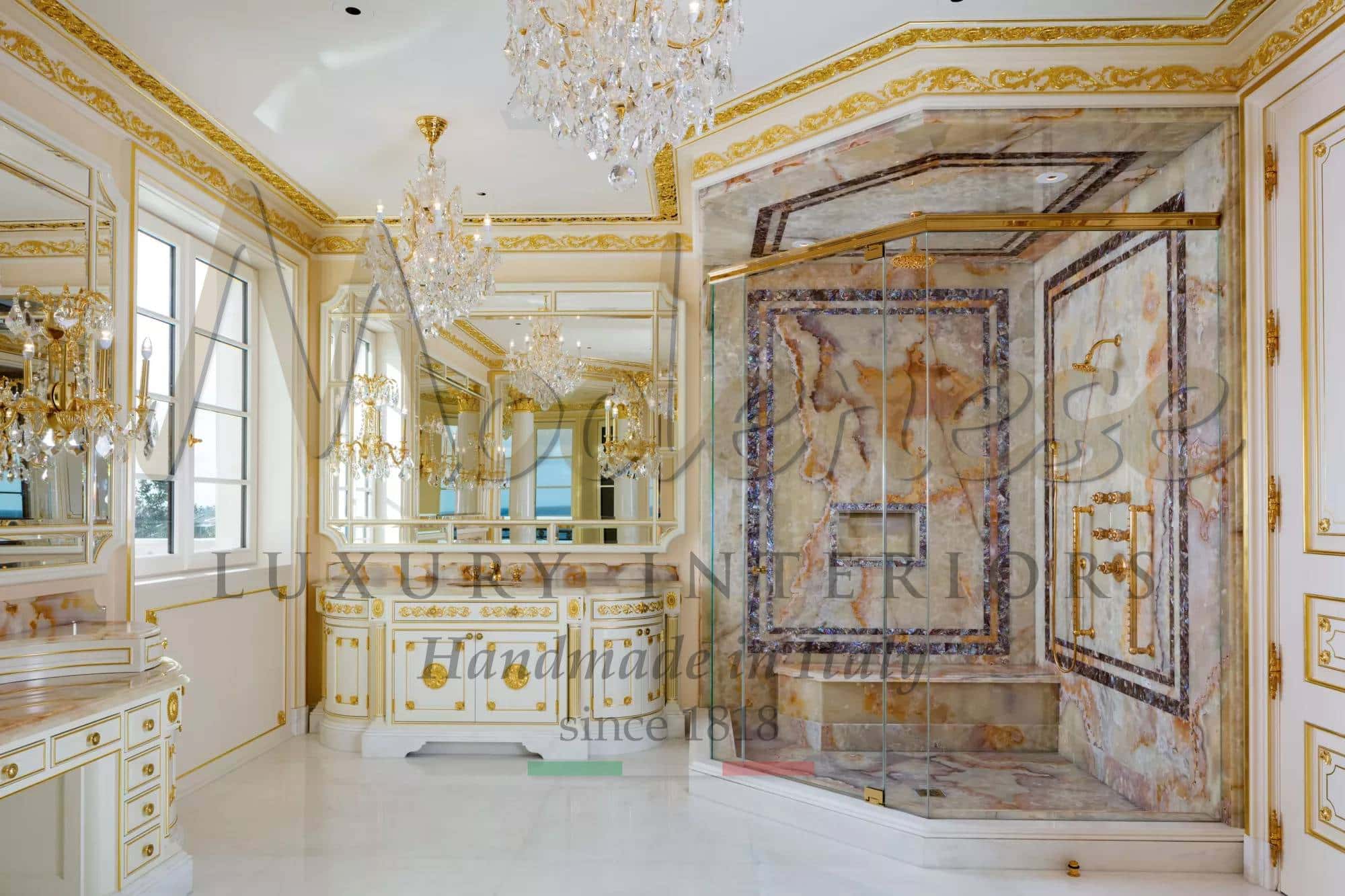 精致典雅的大理石豪华卫浴室内设计服务项目方案 墙壁地板缟玛瑙经典珍贵奢华独特的产品