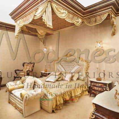 royal luxury bedroom deluxe furniture collection 3D inlaid furniture best Italian quality exclusive craftsmanship custom-made home décor furnishing projects premium classic style bedroom opulent handcrafted bed structure, elegant bed solid wood bench, bespoke night tables wooden rocking chair venetian mirror majestic toilette dressing table ornamental luxury bed bench