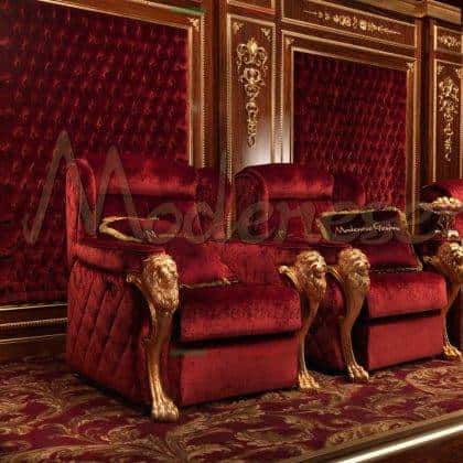 top quality made in Italy handmade classical luxury home cinema elegant handmade capitonné armchairs withe mechanism refined golden details ideas high-end baroque style exclusive furniture top quality artisanal interiors production majestic capitonné wall paneling premium solid wood exclusive italian furniture manufacturing