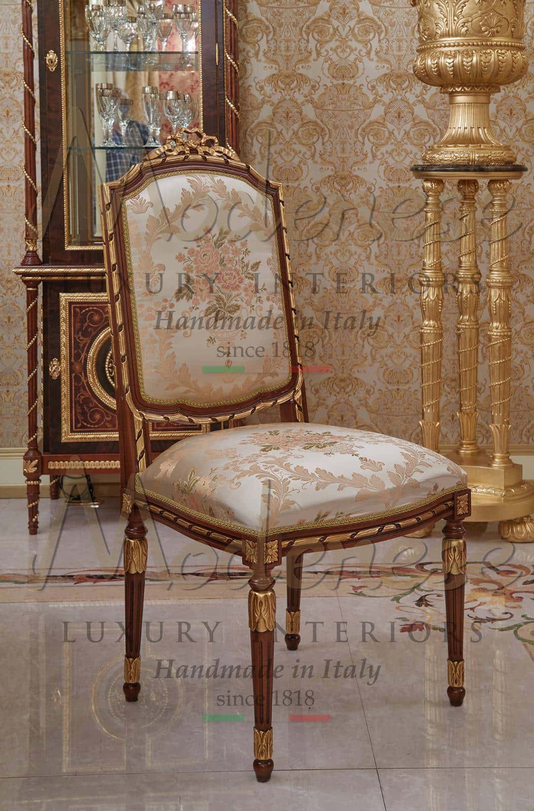 4 Royal Made In Italy Luxury Classic Empire Dining Chair Refined Golden Leaf Details High End Traditional Interiors 