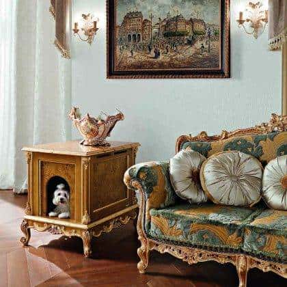 classy empire artisanal custom made production handmade solid wood comfort ivory pearl pet furniture handcrfted bespoke decoration silver leaf details solid wood customization italian luxury quality wooden furniture craftsmanship high quality best custom-made luxury classic italian royal villa furniture italian manufacturing