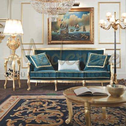 奢华顶级品质 实木手工打造意大利独家家具 华丽的三人沙发 最好的意大利内饰 手工定制沙发套装 优雅的客厅理念 永恒的精致家具 金叶饰面 经典独特的设计 高端品质