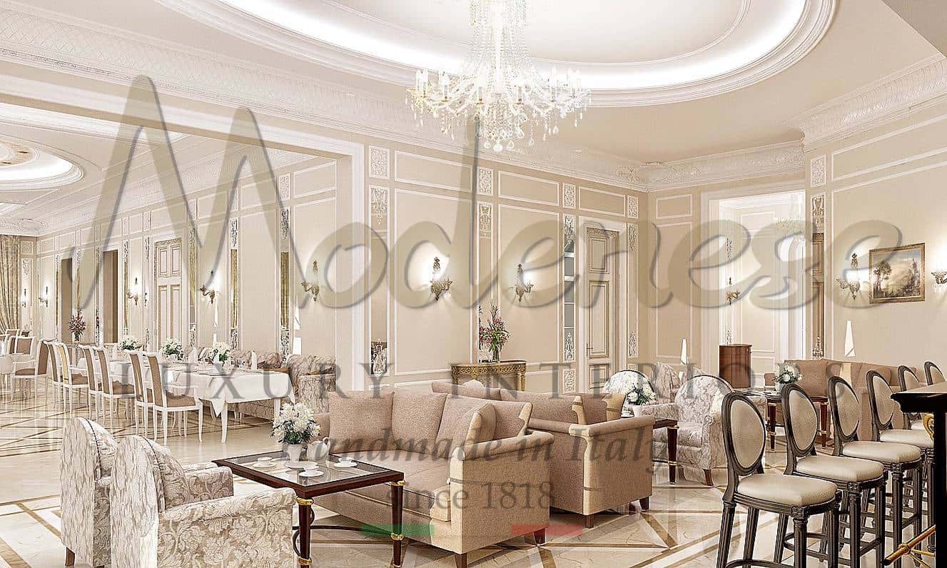 contract division classic luxury classy royal commercial projects restaurants bar furniture fit out boiserie panels fixed furniture majestic exclusive royal baroque luxury selection accessories opulent timeless traditional artisanal manufacturing handmade custom design and furnishing project