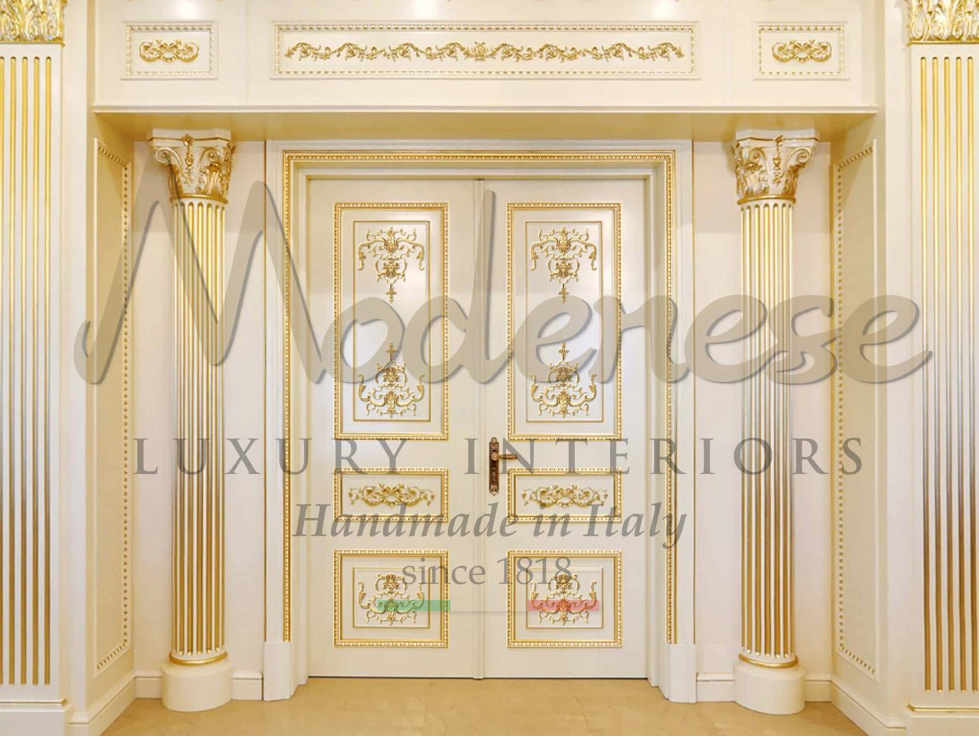 custom made doors design production handcrafted handmade classic luxury golden opulent doors interior fit out home decoration residential villas palaces project consultant