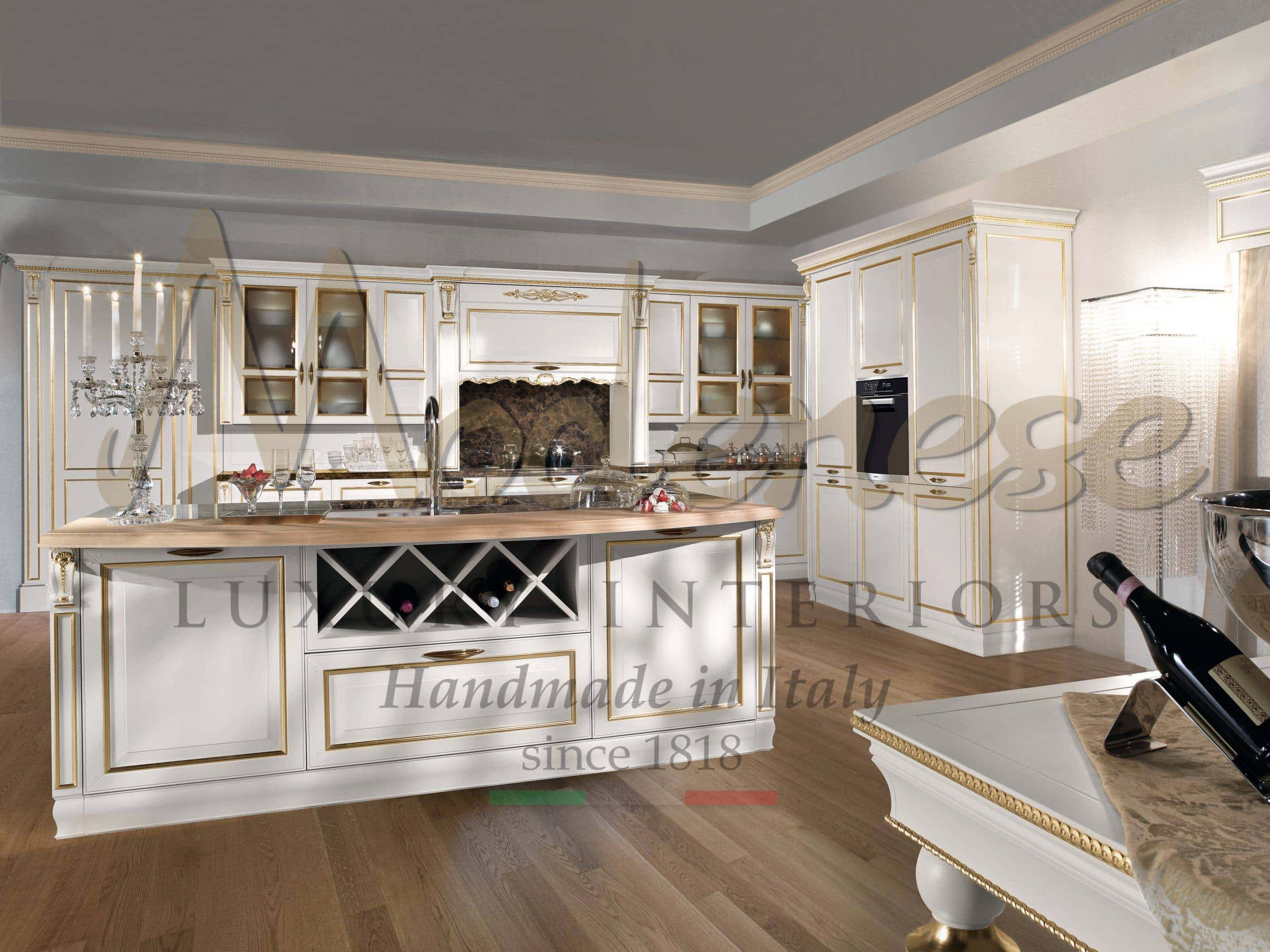 timeless traditional kitchen interior design project fit out ideas fixed furniture classic style baroque golden leaf solid wood italian quality french classy style