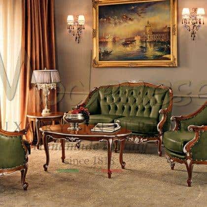 Living Room Luxury Italian Classic, Traditional Living Room Furniture In Leather